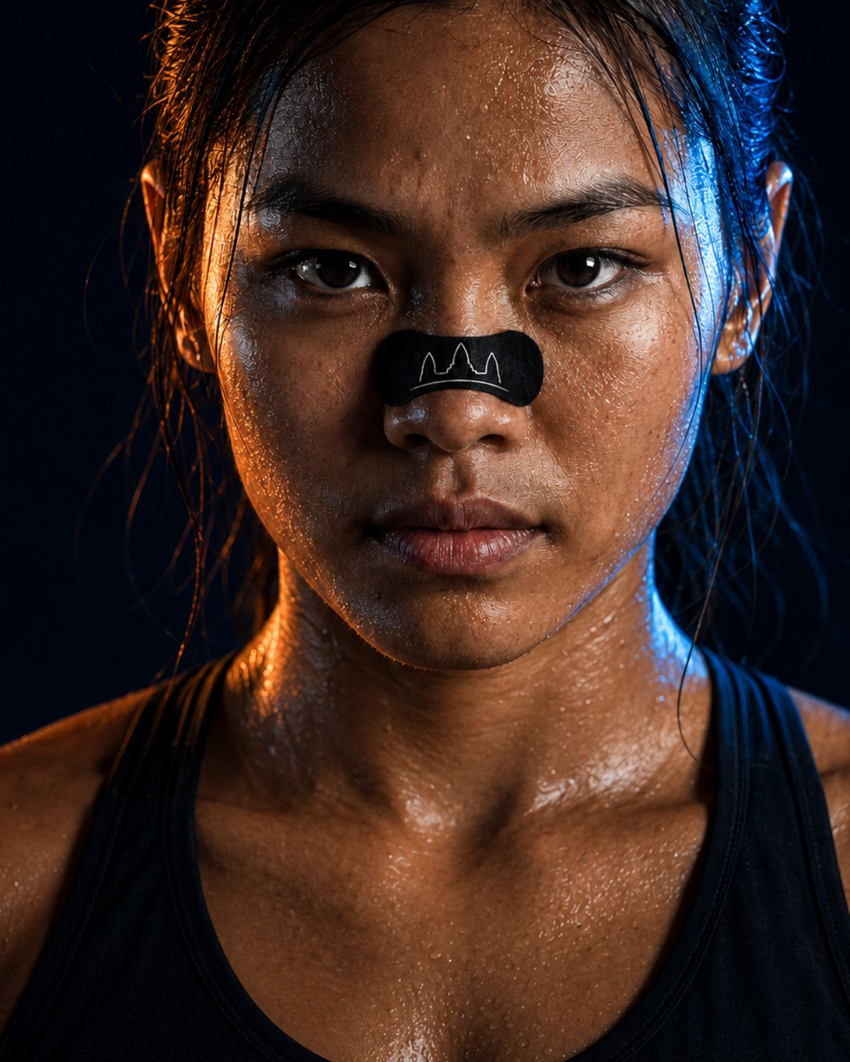 Athlete wearing an AERION nasal strip