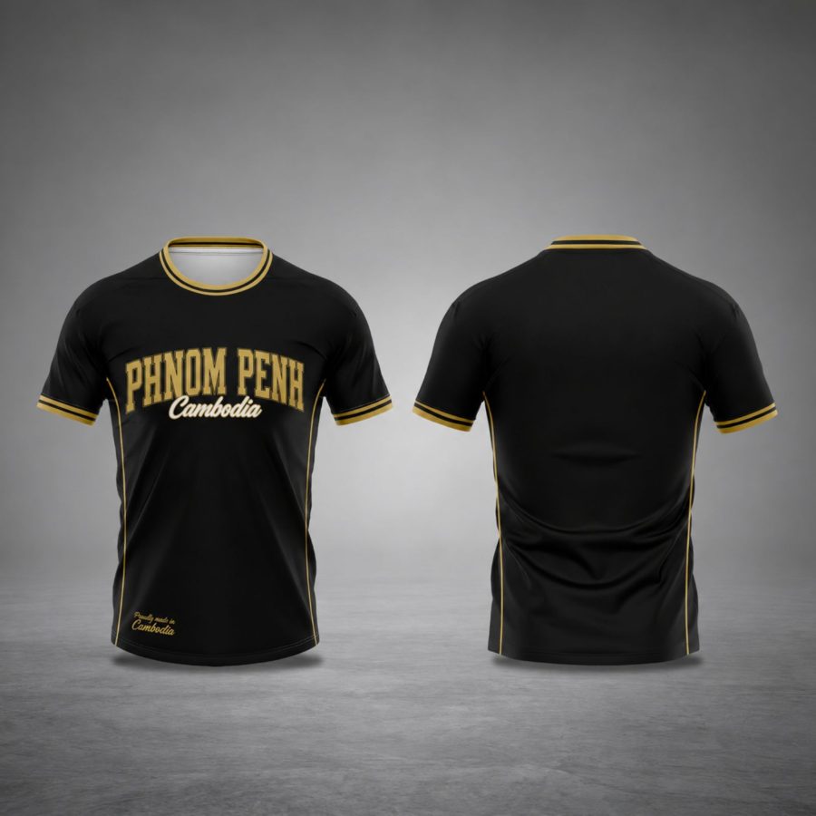 CamboLove Phnom Penh Varsity Tee - Black & Gold
