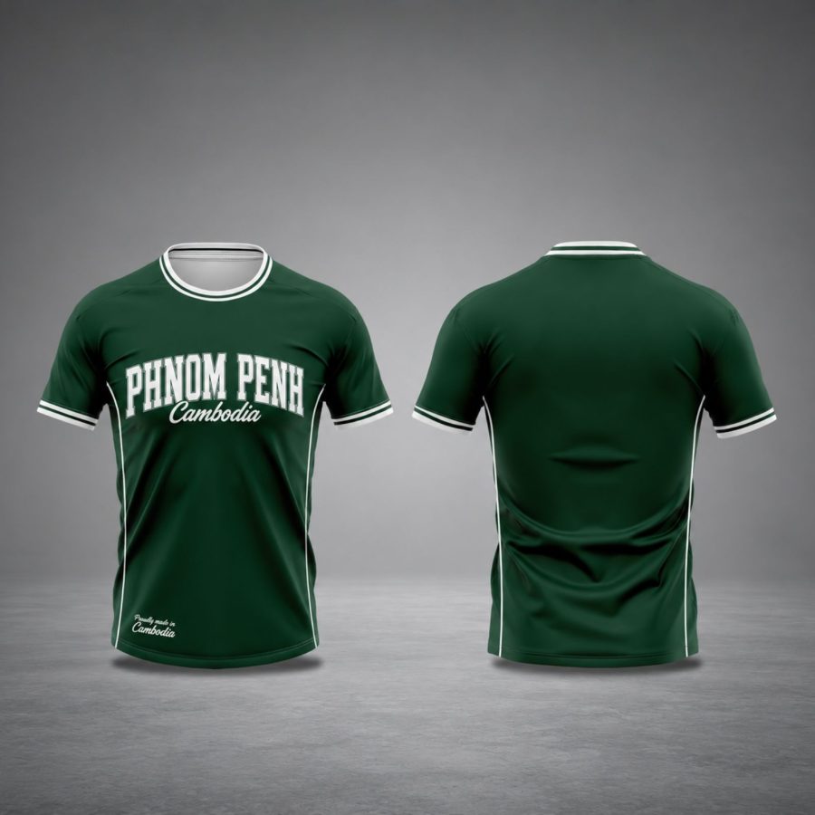 CamboLove Phnom Penh Varsity Tee - Forest Green