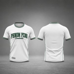 CamboLove Phnom Penh Varsity Tee - White & Green